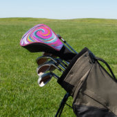 Kool Retro Magenta, Roze en Blauwe Vloeibare Kunst Golfheadcover (Insitu)