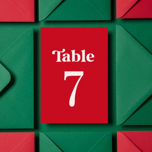 Kool Retro Minimalistisch Rood en Roze Tafel 7 Bru Kaart