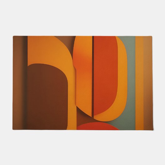 Kool Retro Oranje Midcentury Abstract Deurmat (Voorkant)