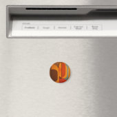 Kool Retro Oranje Midcentury Abstract  Magneet (Insitu (Vaatwasser))