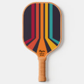 Kool Retro Perspectieflijnen Aangepaste tekstnaam Pickleball Paddle (Voorkant)