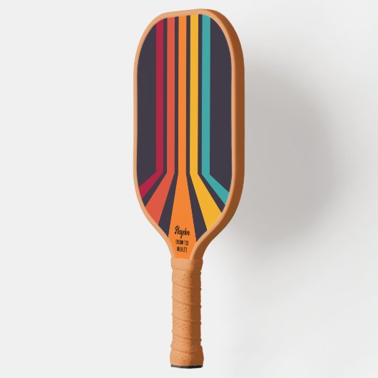 Kool Retro Perspectieflijnen Aangepaste tekstnaam Pickleball Paddle (Links)
