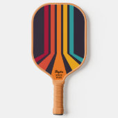 Kool Retro Perspectieflijnen Aangepaste tekstnaam Pickleball Paddle (Achterkant)