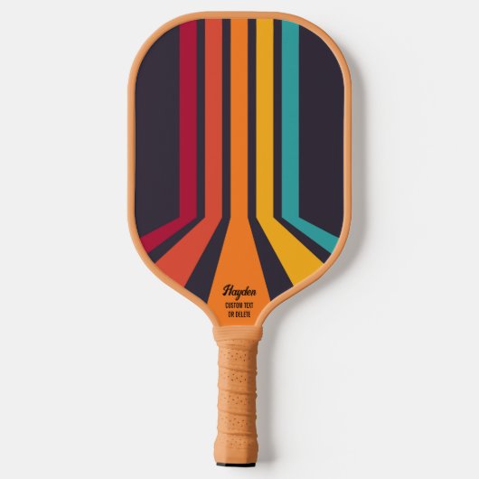 Kool Retro Perspectieflijnen Aangepaste tekstnaam Pickleball Paddle (Achterkant)