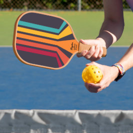 Kool Retro Perspectieflijnen Aangepaste tekstnaam Pickleball Paddle