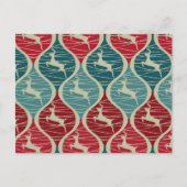 Kool Retro Red en Blue Kerstreindeerperioden Feestdagenkaart (Voorkant)