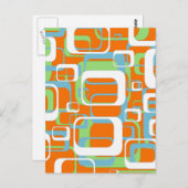 Kool Retro zachte blauwe oranje en witte vormen Briefkaart (Voorkant / Achterkant)