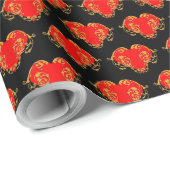 Kool romantisch Valentijnsrood Goth-hart Cadeaupapier (Rol Hoek)