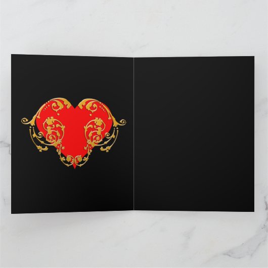Kool romantisch Valentijnsrood Goth-hart   Kaart (Binnen)