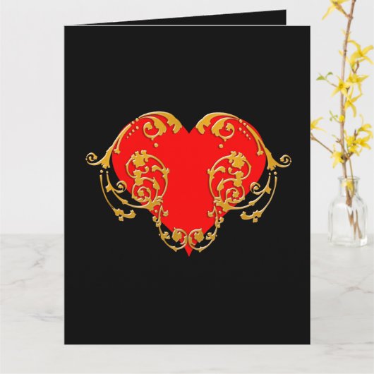 Kool romantisch Valentijnsrood Goth-hart   Kaart (Gele Bloem)