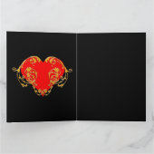 Kool romantisch valentijnsrood gotisch hart   kaart (Binnen)