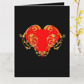 Kool romantisch valentijnsrood gotisch hart   kaart (Gele Bloem)