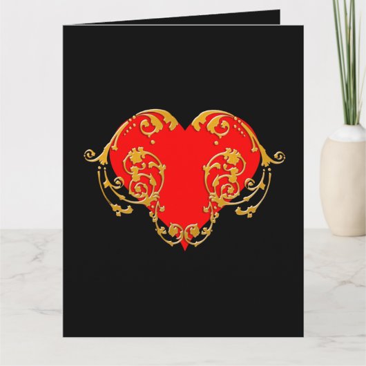 Kool romantisch valentijnsrood gotisch hart   kaart (Voorkant)