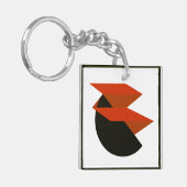 Kool Rood Zwart Geometrisch Abstracte Kunst Sleutelhanger (Voorkant Links)