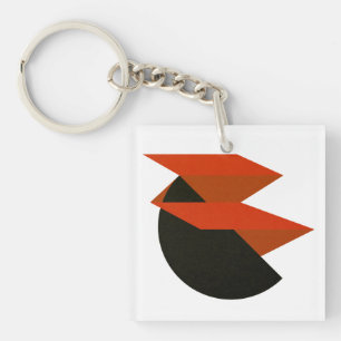 Kool Rood Zwart Geometrisch Abstracte Kunst Sleutelhanger