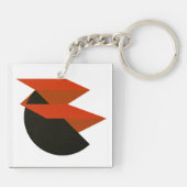 Kool Rood Zwart Geometrisch Abstracte Kunst Sleutelhanger (Achterkant)