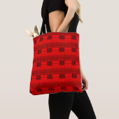 Kool Rood & Zwart Geruit Leuk Patroon Tote Bag (Dichtbij)