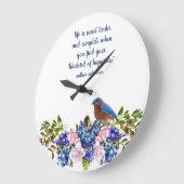 Kool Rozen en Bliuebird Happiness Quote Grote Klok (Hoek)