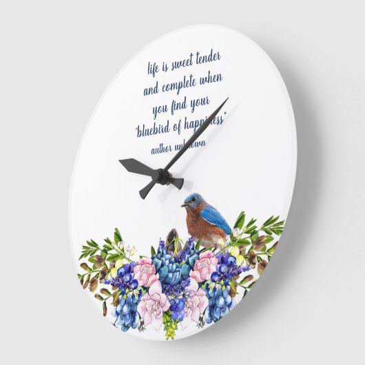 Kool Rozen en Bliuebird Happiness Quote Grote Klok (Hoek)