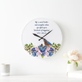 Kool Rozen en Bliuebird Happiness Quote Grote Klok (Huis)
