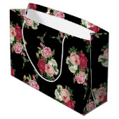  kool Rozen-zwarte achtergrond Groot Cadeauzakje (Achterkant Gekanteld)