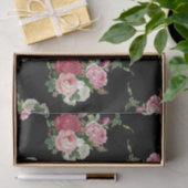 kool Rozen-zwarte achtergrond Tissuepapier (Geschenk)