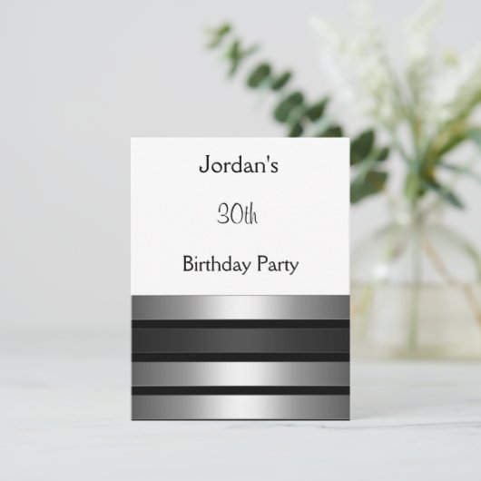 Kool Silver Stripes White, 30e verjaardag Kaart (Staand voorkant)