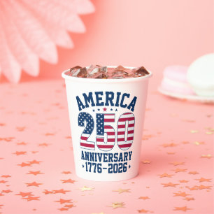 Kool Simpel Amerika 250 Verjaardag Rood en Blauw Papieren Bekers