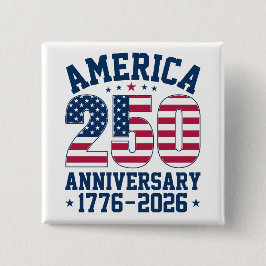 Kool Simple Amerika 250 Jubileum Rood en Blauw Vierkante Button 5,1 Cm