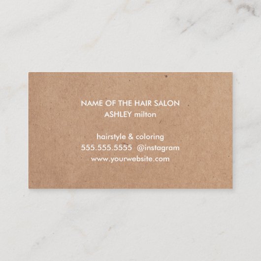 Kool Simple Kraft Faux Gold Scissors Hair Stylist Visitekaartje (Achterkant)