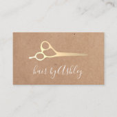 Kool Simple Kraft Faux Gold Scissors Hair Stylist Visitekaartje (Voorkant)