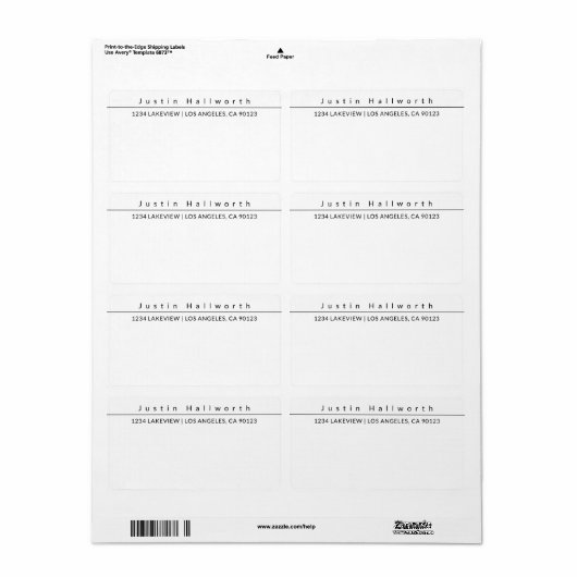 Kool Simple Plain Minimalistisch zwart-wit Etiket (Full Sheet)