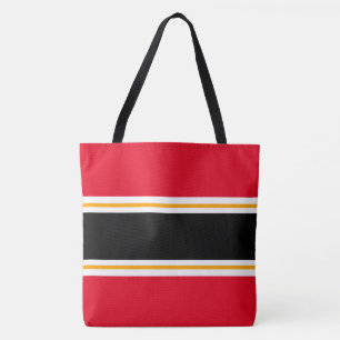 Kool Sportief Rood Zwart Wit Oranje Racing Strepen Tote Bag