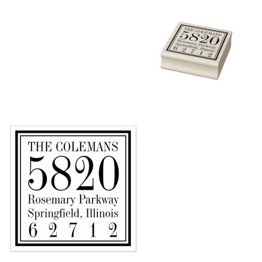 Kool Square Personalized Wood Stamp Rubberstempel (Gestempeld)