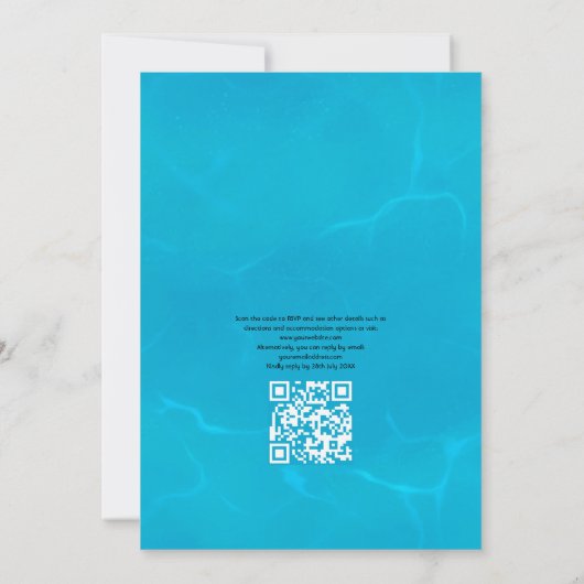 Kool Summer QR Code RSVP Beach Weddenschap Kaart (Achterkant)