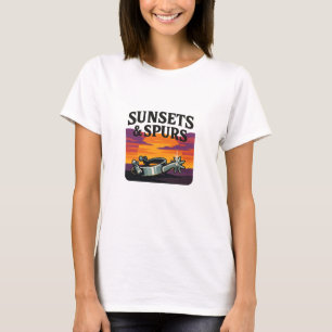 Kool Sunset Paarse Western Sporen Grafisch T-shirt