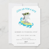 Kool Surfende Shark Birthday Party Kaart (Voorkant)