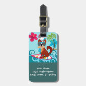 Kool Surfer Dog Surfboard Summer Beach Party Fun Bagagelabel (Voorkant verticaal)