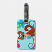 Kool Surfer Dog Surfboard Summer Beach Party Fun Bagagelabel (Achterkant verticaal)