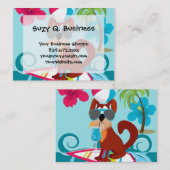 Kool Surfer Dog Surfboard Summer Beach Party Fun Visitekaartje (Voorkant / Achterkant)