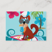 Kool Surfer Dog Surfboard Summer Beach Party Fun Visitekaartje (Achterkant)