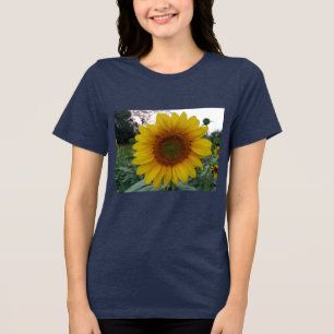 Kool T-shirt met zonnebloem in klassieke marinebla
