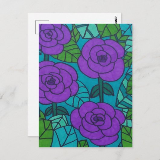 Kool Tones Oerwoud Floral Art Briefkaart (Voorkant / Achterkant)