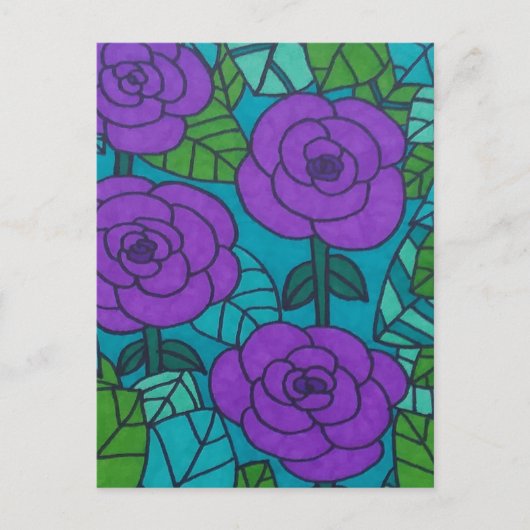 Kool Tones Oerwoud Floral Art Briefkaart (Voorkant)