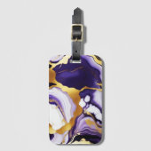 Kool trendmode purper geel Goud namaak marmer Bagagelabel (Voorkant (verticaal))