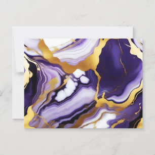 Kool trendy paars geel Goud namaak marmer Briefkaart