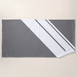 Kool Uitgevoerd Donkergrijs Witte Racing Strepen Strandlaken