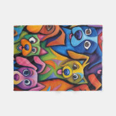 Kool uitziende abstracte cartoonhonden fleece deken (Voorkant (Horizontaal))