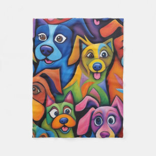 Kool uitziende abstracte cartoonhonden fleece deken