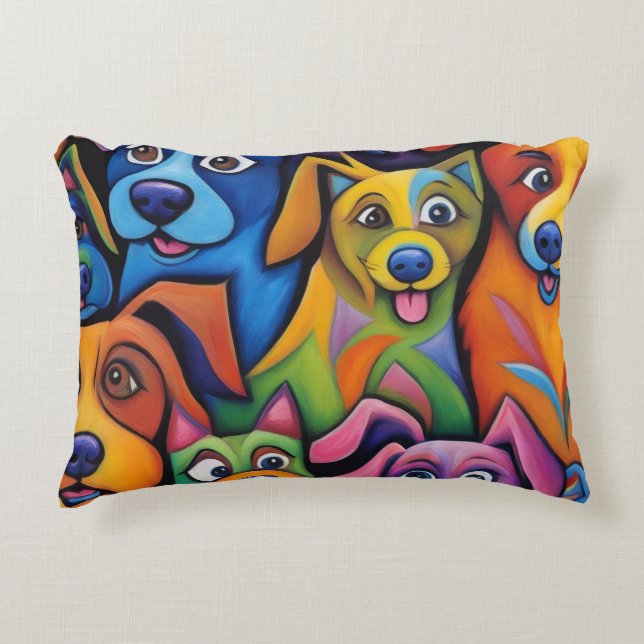 Kool uitziende abstracte honden accent kussen (Voorkant)